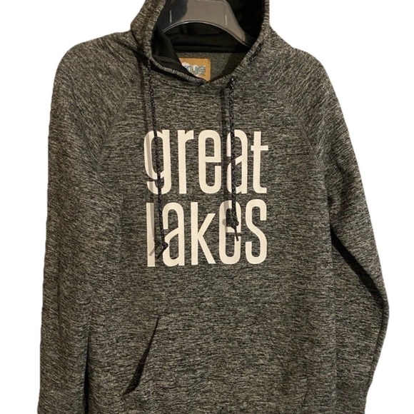 Great Lakes Unsalted Long Sleeve Hoodie Gray Size Small Unisex White Graphics - Picture 1 of 6